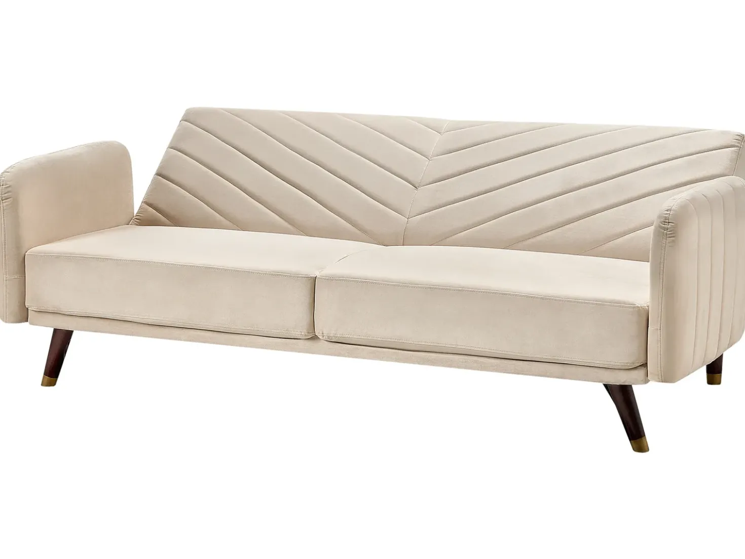 Divano letto 3 posti SENJA Velluto Beige