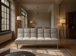 Divano letto 3 posti SILJAN Tessuto Grigio chiaro Grigio