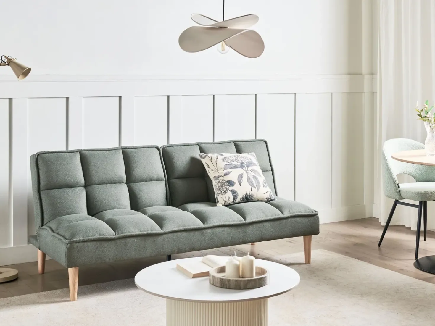 Divano letto 3 posti SILJAN Tessuto Verde chiaro