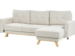 Divano letto 3 posti SIRO Tessuto Beige chiaro con contenitore Lato Sinistro
