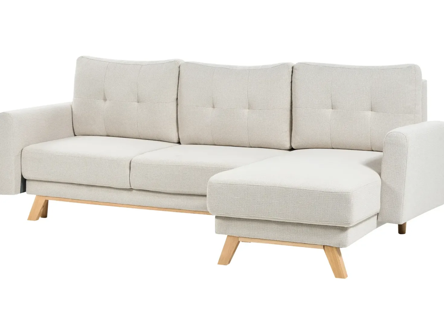Divano letto 3 posti SIRO Tessuto Beige chiaro con contenitore Lato Sinistro
