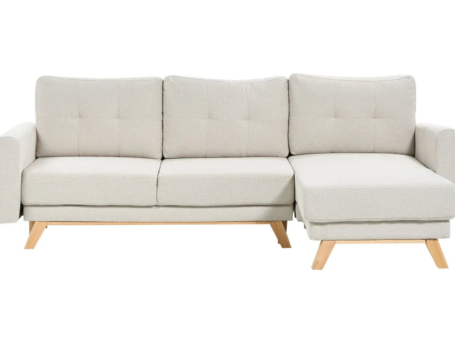 Divano letto 3 posti SIRO Tessuto Beige chiaro con contenitore Lato Sinistro