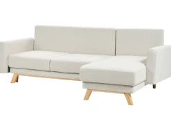 Divano letto 3 posti SIRO Tessuto Beige chiaro con contenitore Lato Sinistro