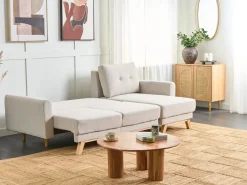 Divano letto 3 posti SIRO Tessuto Beige chiaro con contenitore Lato Sinistro