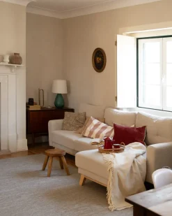 Divano letto 3 posti SIRO Tessuto Beige chiaro con contenitore Lato Sinistro
