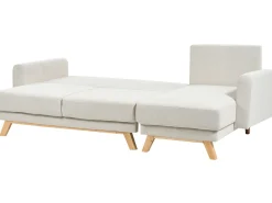 Divano letto 3 posti SIRO Tessuto Beige chiaro con contenitore Lato Sinistro
