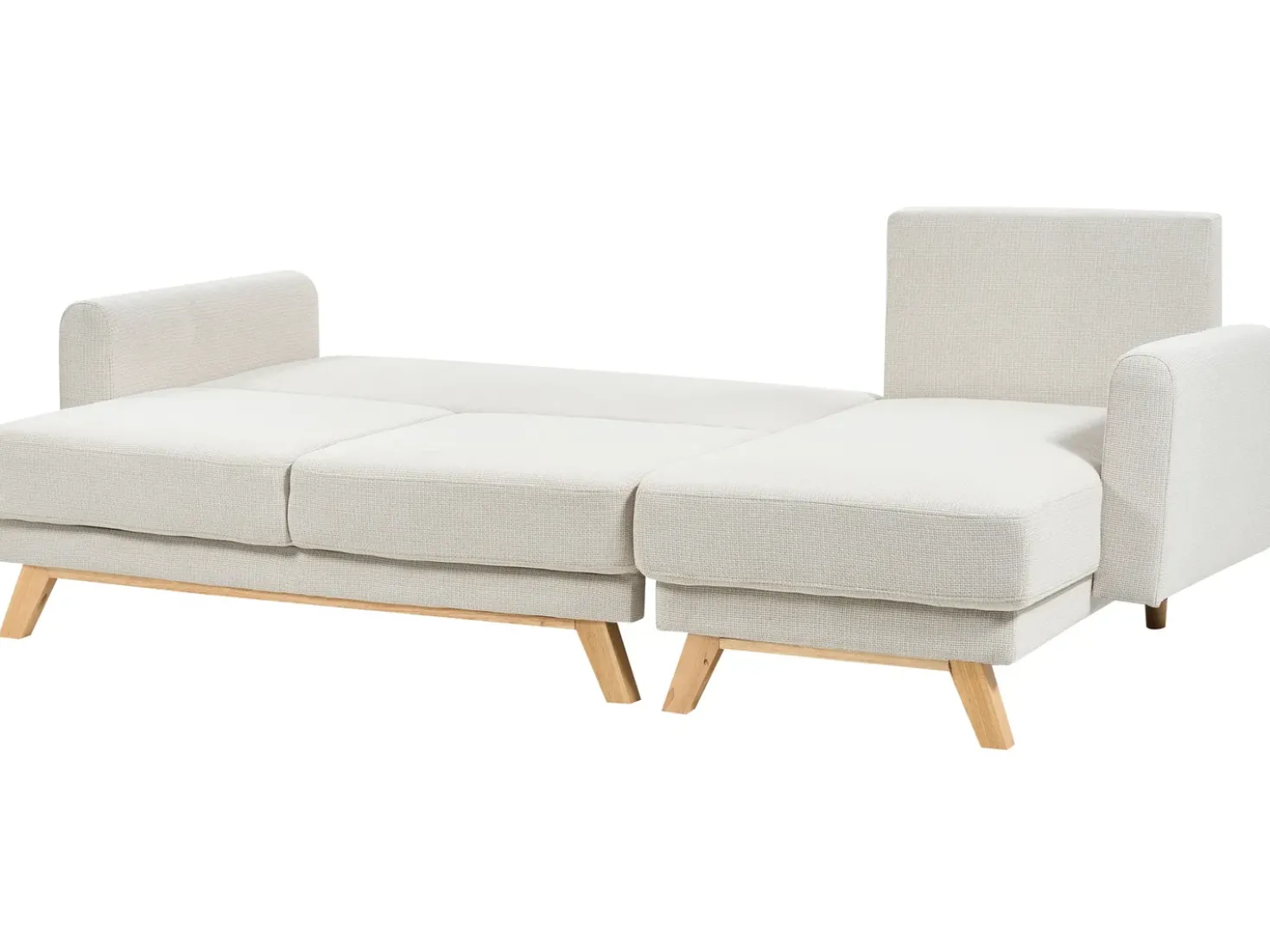 Divano letto 3 posti SIRO Tessuto Beige chiaro con contenitore Lato Sinistro