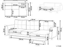 Divano letto 3 posti SIRO Tessuto Beige chiaro con contenitore Lato Sinistro