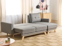 Divano letto 3 posti SIRO Tessuto Grigio con contenitore Lato Sinistro