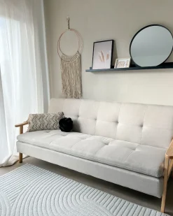 Divano letto 3 posti TJORN Tessuto Grigio chiaro