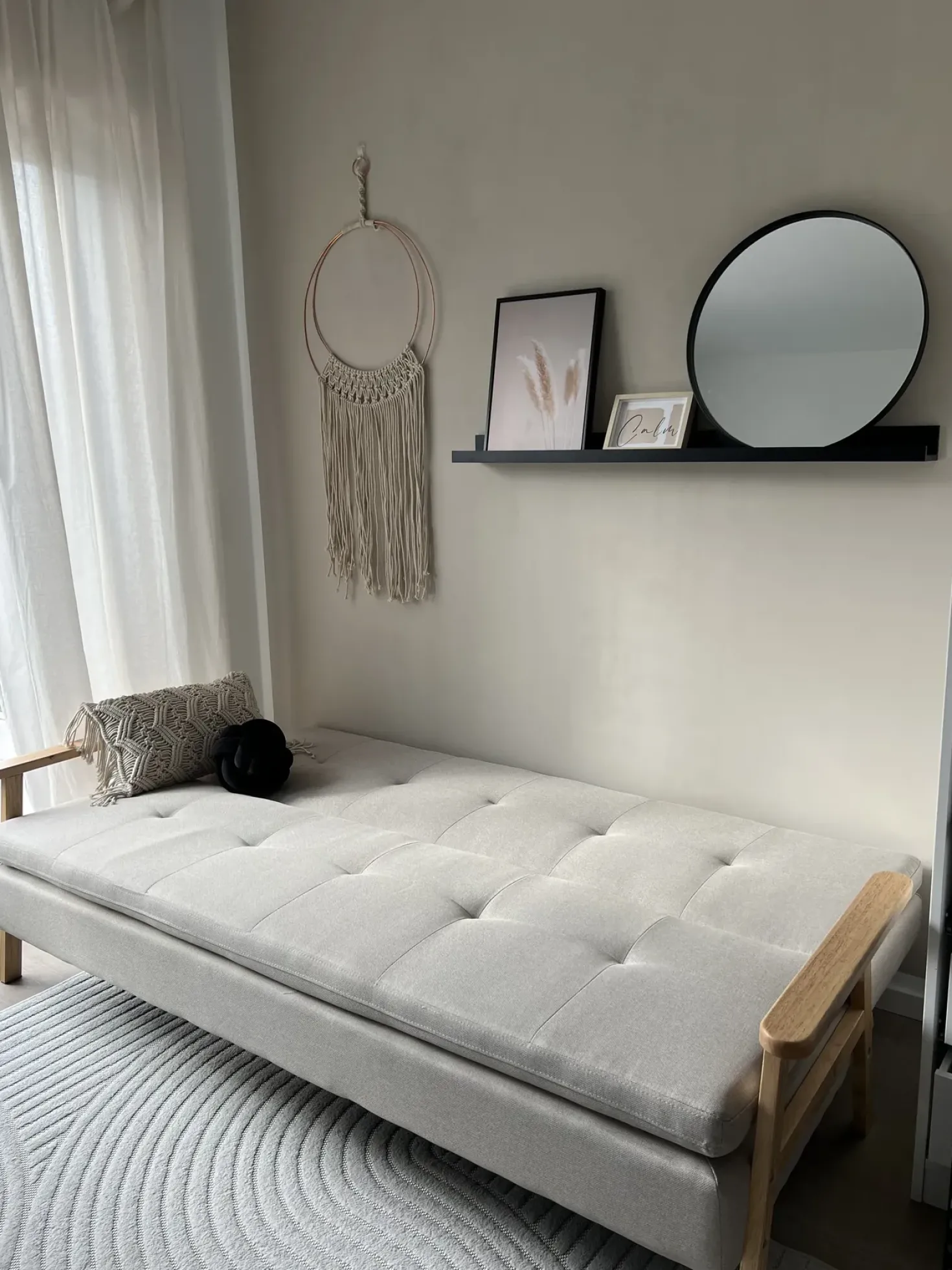 Divano letto 3 posti TJORN Tessuto Grigio chiaro
