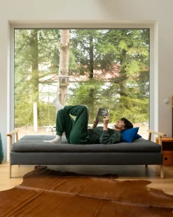 Divano letto 3 posti TJORN Tessuto Grigio