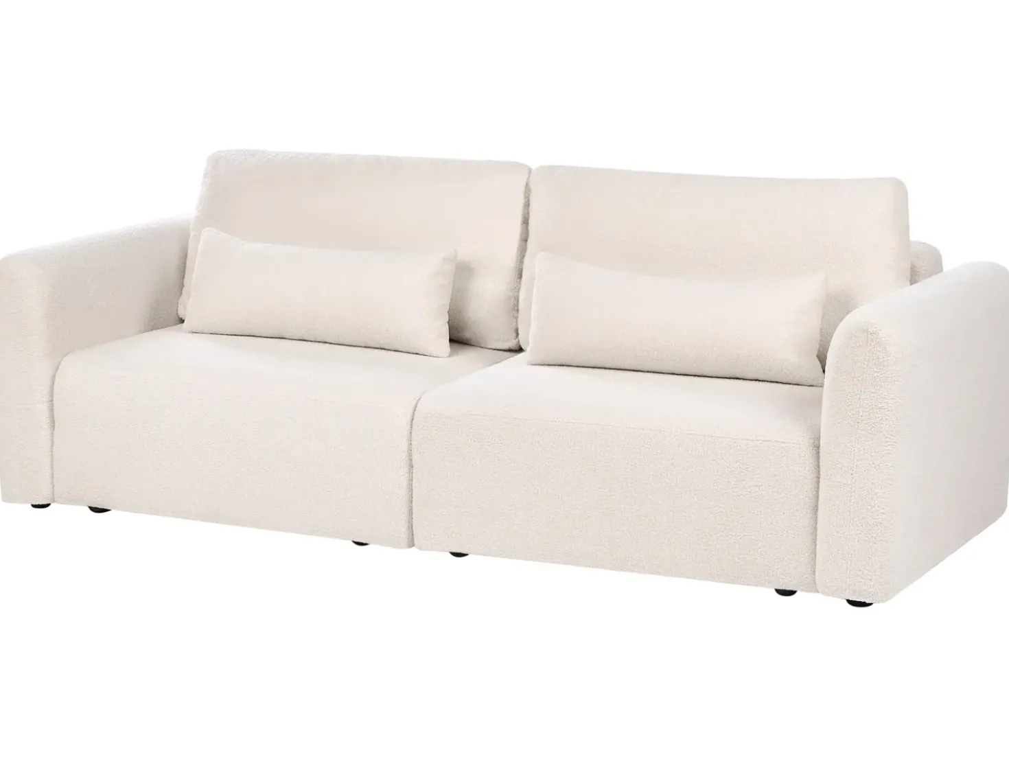Divano letto 3 posti VAXHOLM Bouclé Beige chiaro con contenitore
