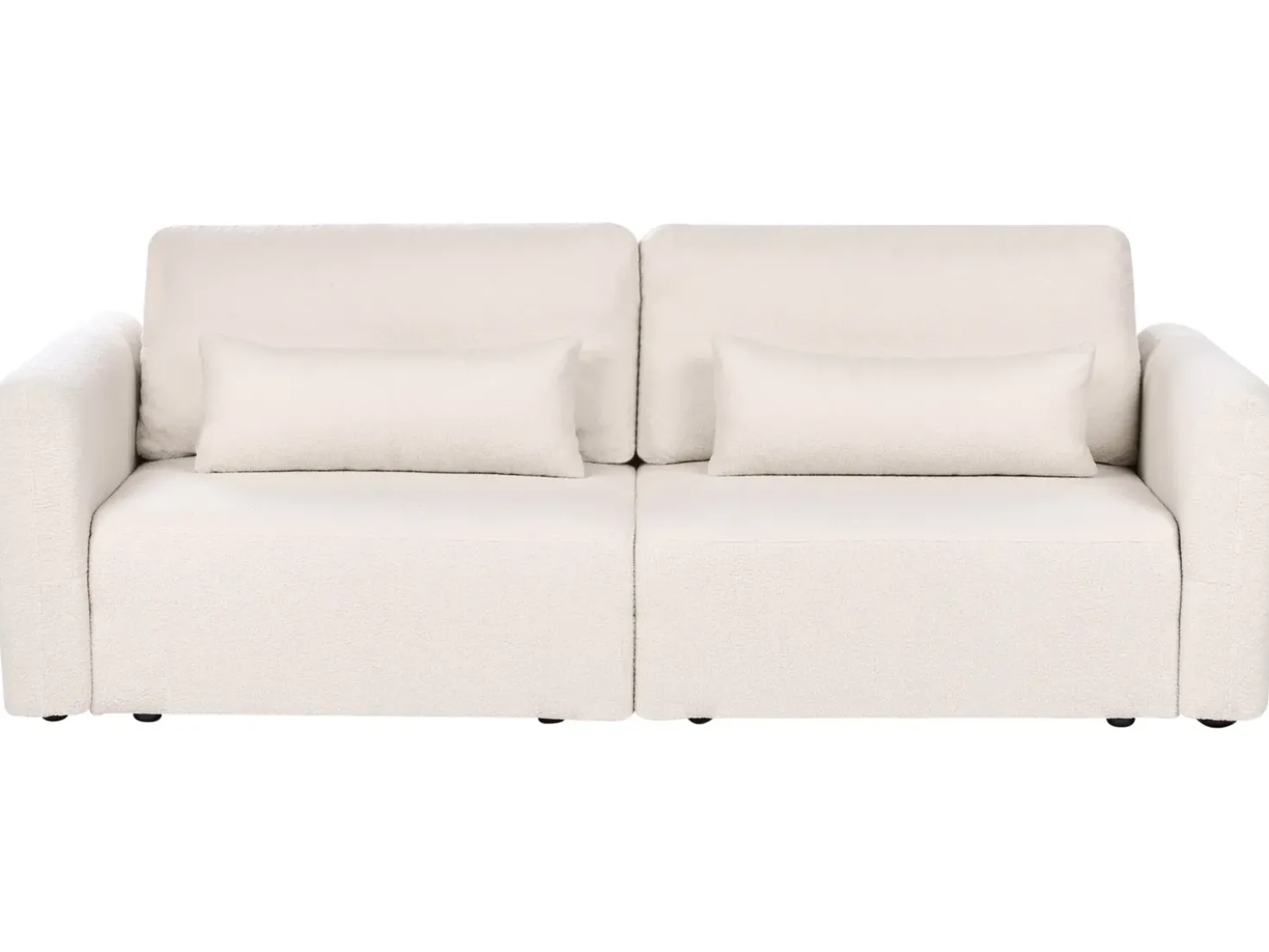 Divano letto 3 posti VAXHOLM Bouclé Beige chiaro con contenitore