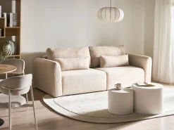 Divano letto 3 posti VAXHOLM Bouclé Beige chiaro con contenitore