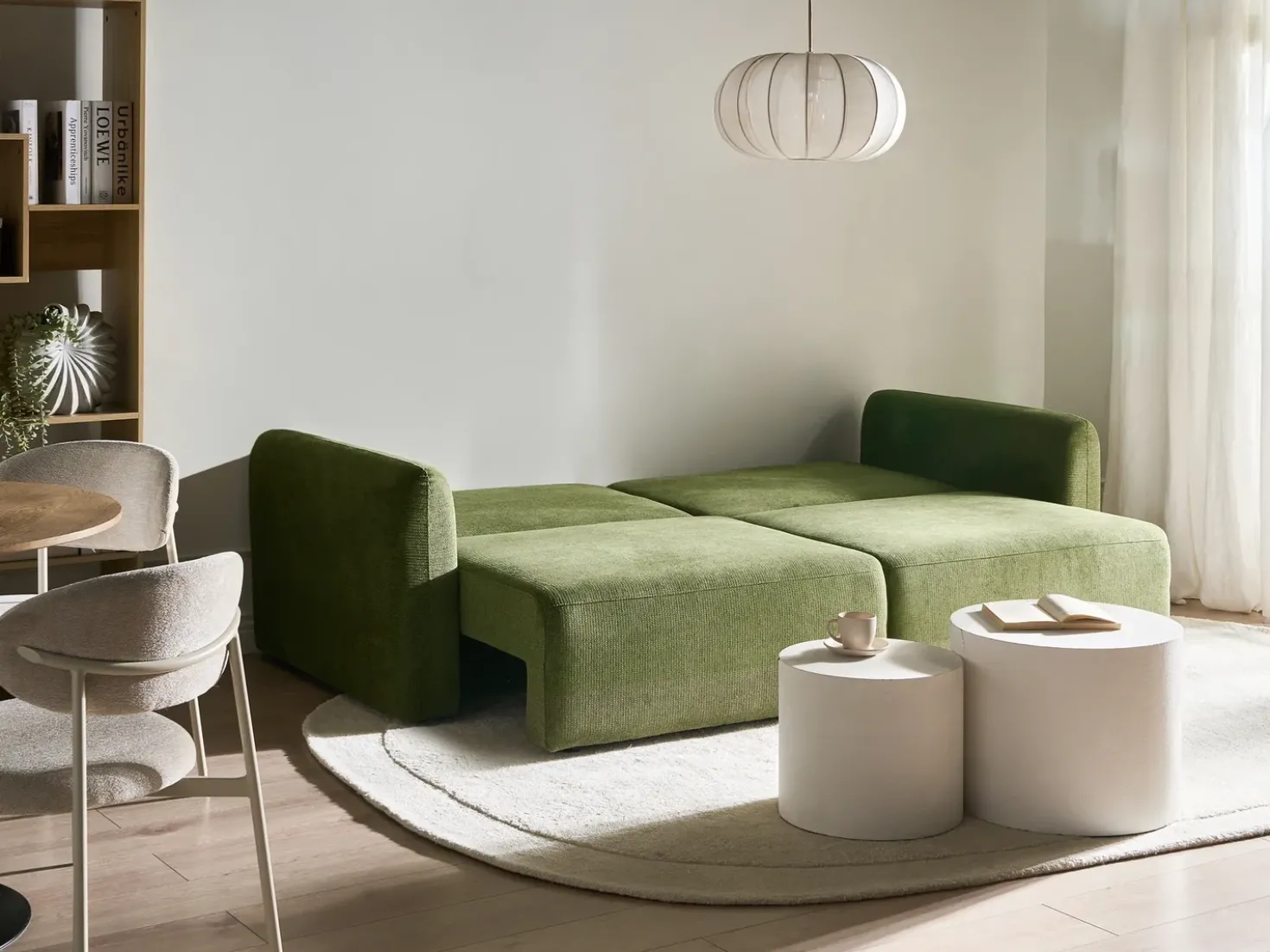Divano letto 3 posti VAXHOLM Tessuto Verde con contenitore