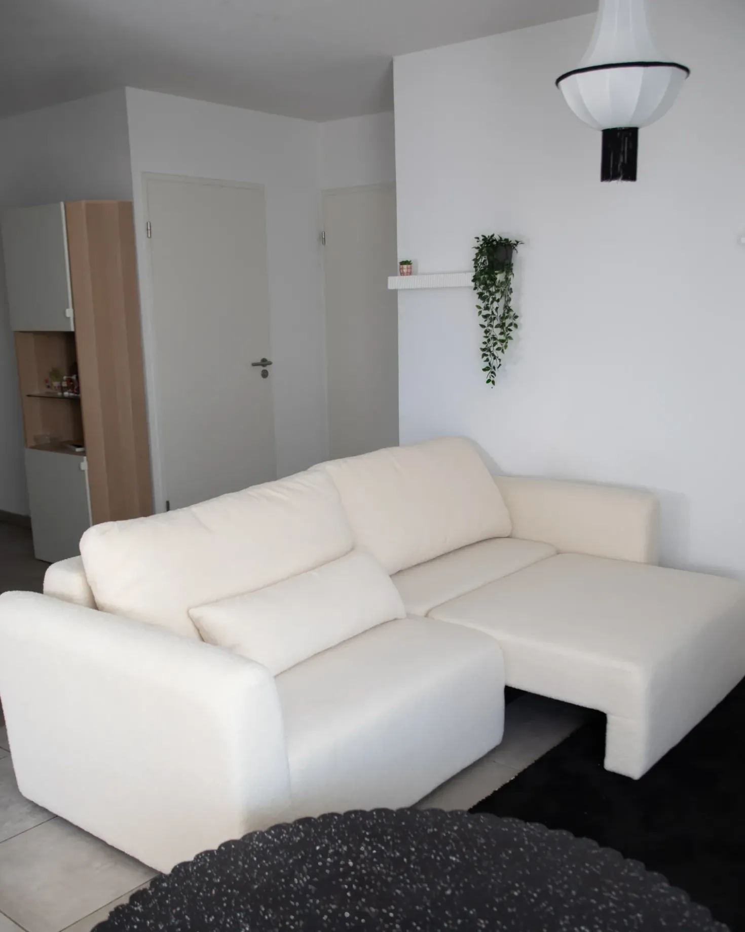 Divano letto 3 posti VAXHOLM Bouclé Bianco sporco con contenitore