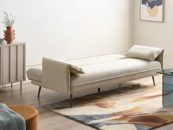 Divano letto 3 posti VAYLA Tessuto Bianco sporco