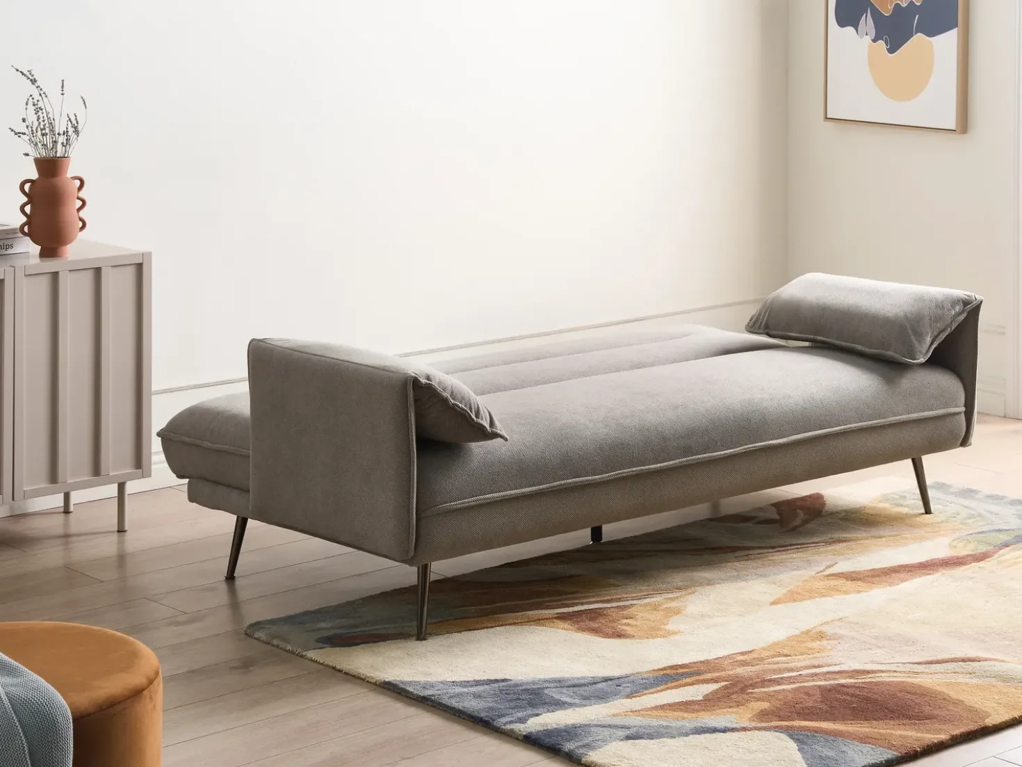 Divano letto 3 posti VAYLA Tessuto Grigio