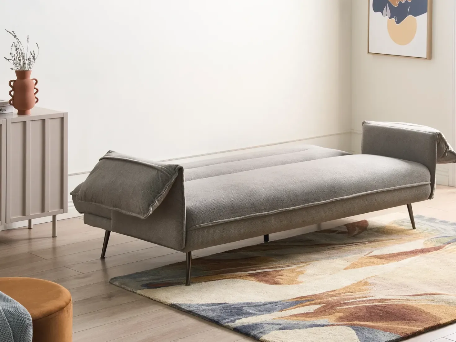 Divano letto 3 posti VAYLA Tessuto Grigio