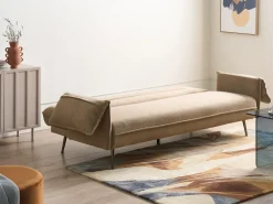 Divano letto 3 posti VAYLA Tessuto Marrone chiaro