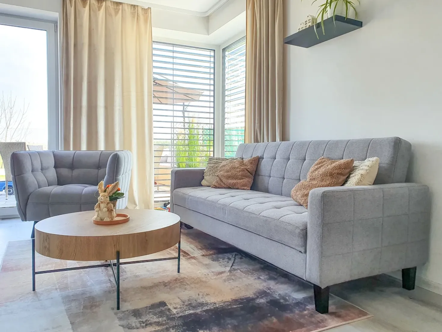 Divano letto 3 posti VEHKOO Tessuto Grigio chiaro