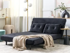 Divano letto 2 posti VESTFOLD Velluto Nero