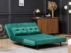 Divano letto 2 posti VESTFOLD Velluto Verde scuro
