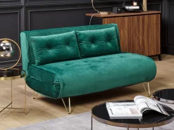 Divano letto 2 posti VESTFOLD Velluto Verde scuro