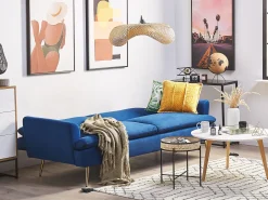 Divano letto 3 posti VETTRE Velluto Blu marino