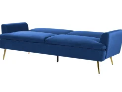 Divano letto 3 posti VETTRE Velluto Blu marino