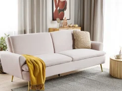Divano letto 3 posti VETTRE Velluto Beige chiaro