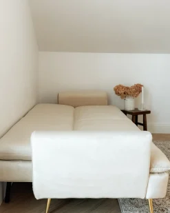 Divano letto 3 posti VETTRE Velluto Beige chiaro
