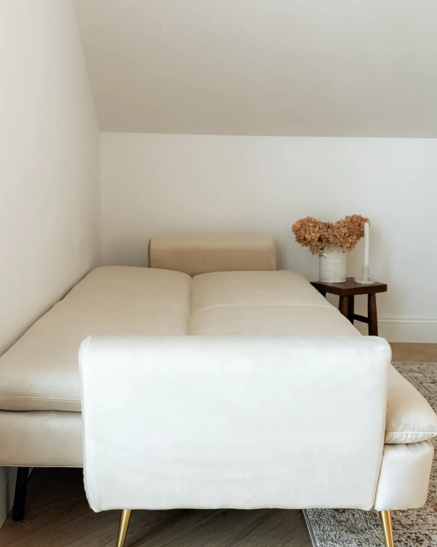 Divano letto 3 posti VETTRE Velluto Beige chiaro