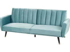 Divano letto 3 posti VIMMERBY Velluto Azzurro