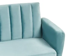 Divano letto 3 posti VIMMERBY Velluto Azzurro