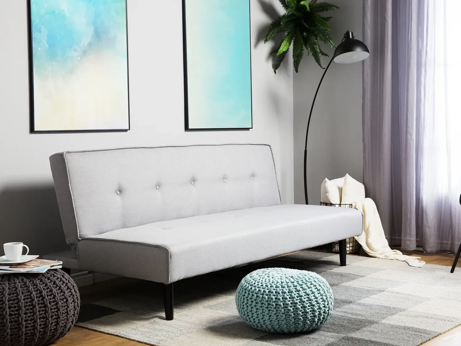 Divano letto 3 posti VISBY Tessuto Grigio chiaro
