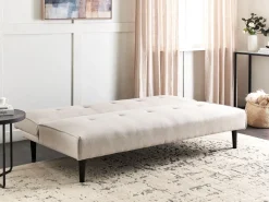 Divano letto 3 posti VISBY Tessuto Beige chiaro