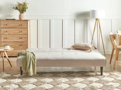 Divano letto 3 posti VISBY Tessuto Beige chiaro