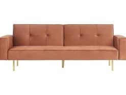 Divano letto 3 posti VISNES Velluto Marrone dorato