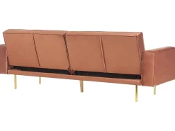 Divano letto 3 posti VISNES Velluto Marrone dorato