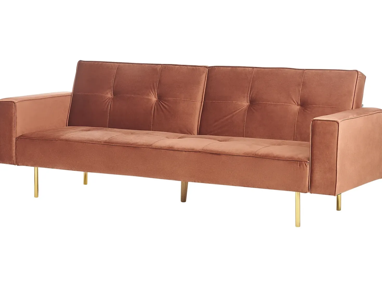 Divano letto 3 posti VISNES Velluto Marrone dorato