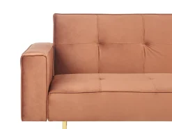 Divano letto 3 posti VISNES Velluto Marrone dorato