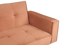 Divano letto 3 posti VISNES Velluto Marrone dorato