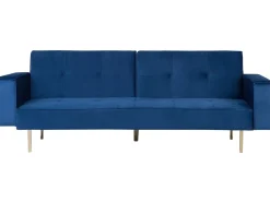 Divano letto 3 posti VISNES Velluto Blu marino