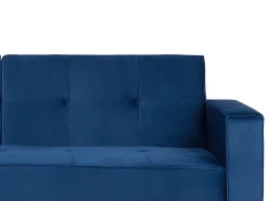 Divano letto 3 posti VISNES Velluto Blu marino