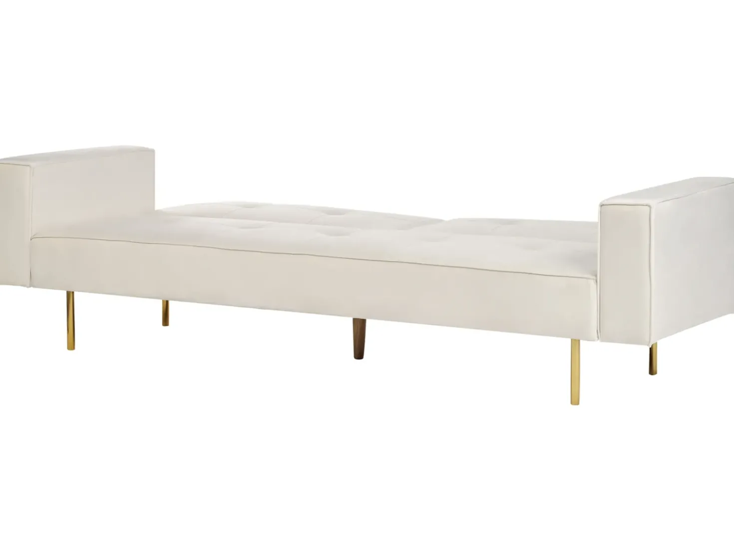 Divano letto 3 posti VISNES Velluto Bianco sporco