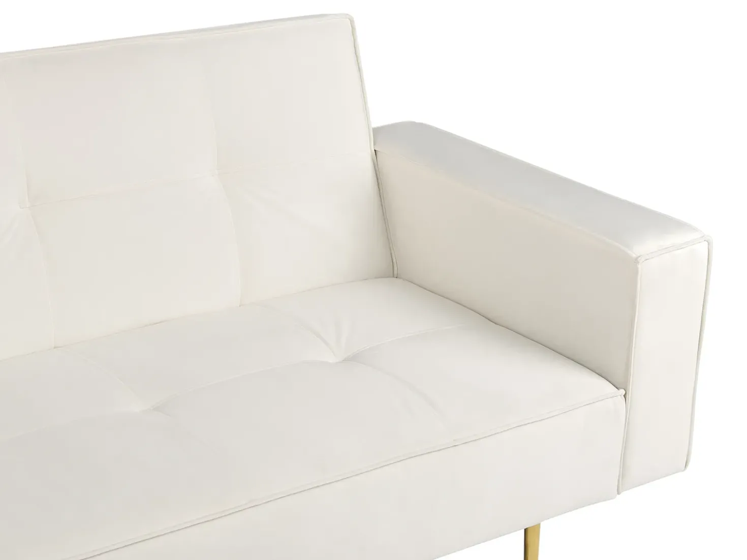 Divano letto 3 posti VISNES Velluto Bianco sporco
