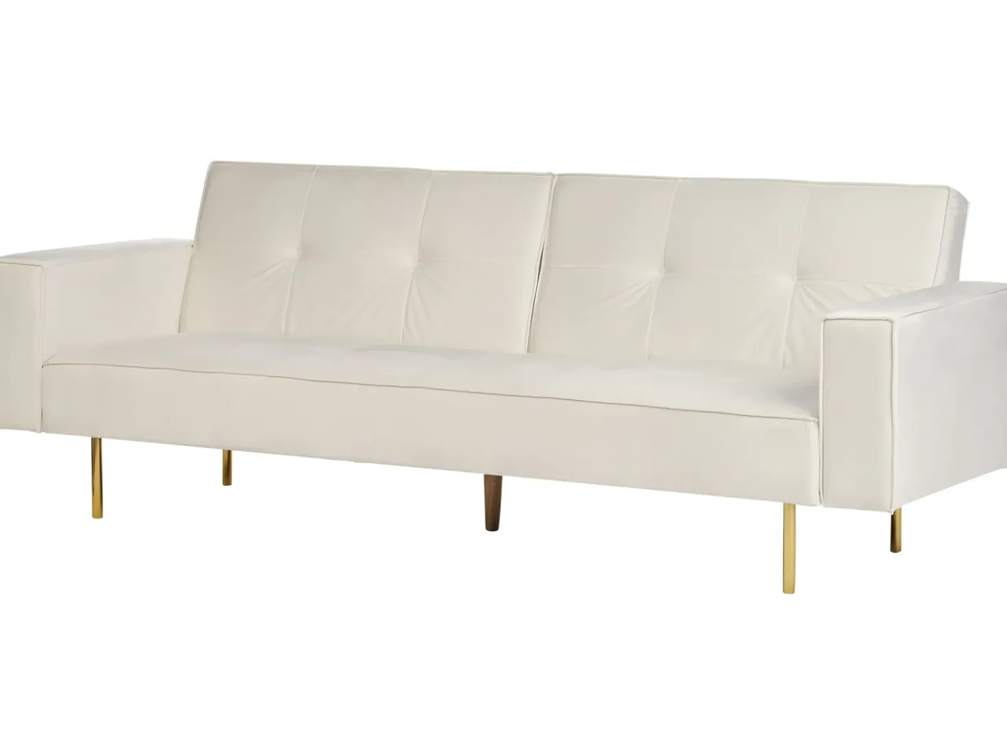 Divano letto 3 posti VISNES Velluto Bianco sporco