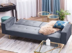 Divano letto 3 posti VISNES Velluto Grigio